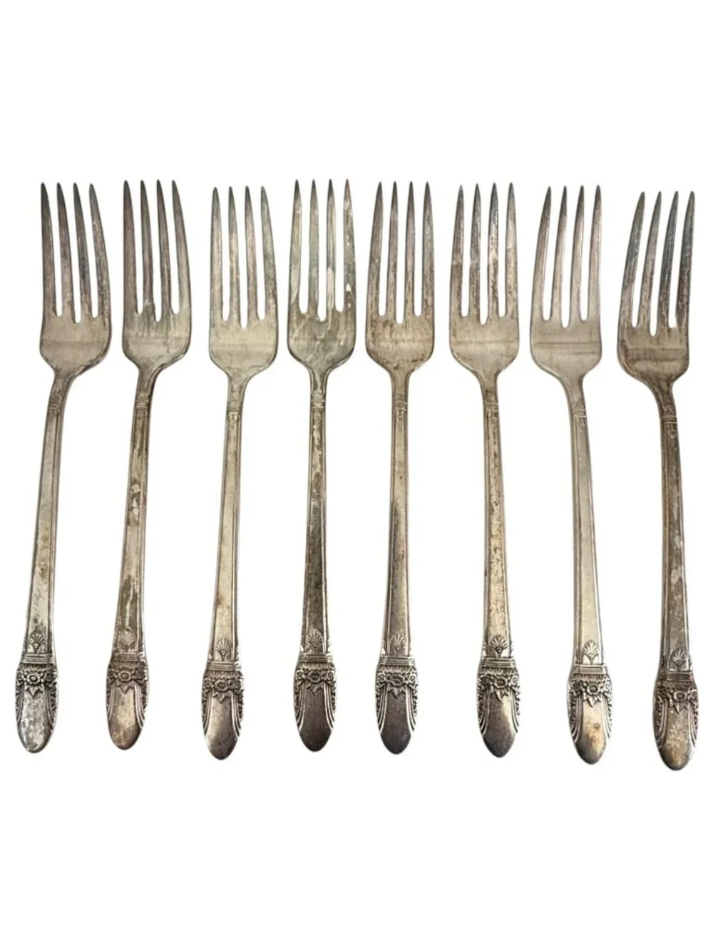 VTG 1847 Rogers Bros First Love Silverplate Flatware 52 PC Set‎ Floral Art Deco